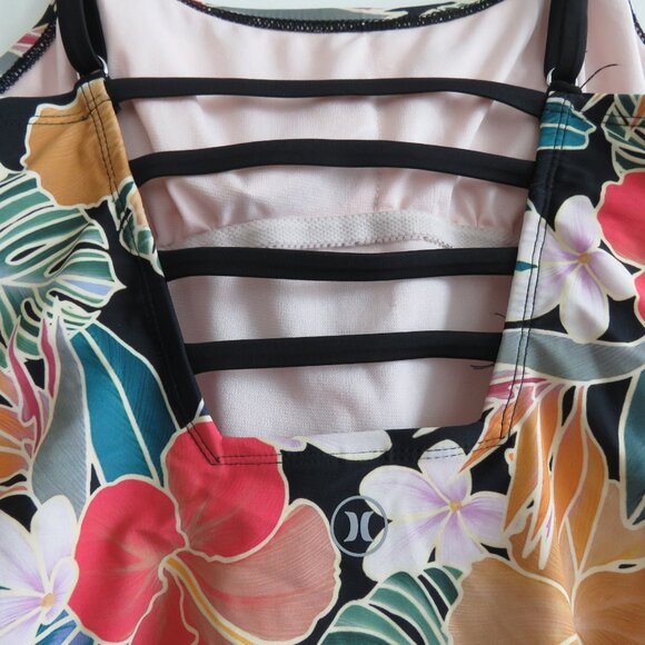 HURLEY Hawaiian Floral UPF 50+ Stretch Midweight One Piece Swimsuit - Size L - Picture 14 of 16